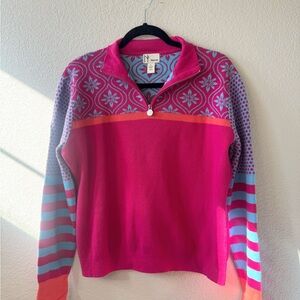 Vibrant Floral and Stripe ski Sweater